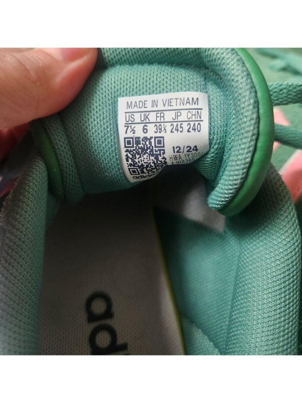 Adidas Women's Sz. 7.5 VL Court Bold Athletic Sneakers In Green/Pink - Picture 4 of 7